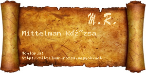 Mittelman Rózsa névjegykártya